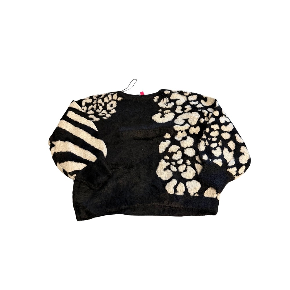 477. Vince Camuto Women's Jacquard Eyelash Knit Sweater Black Sz M Soft Knit Top